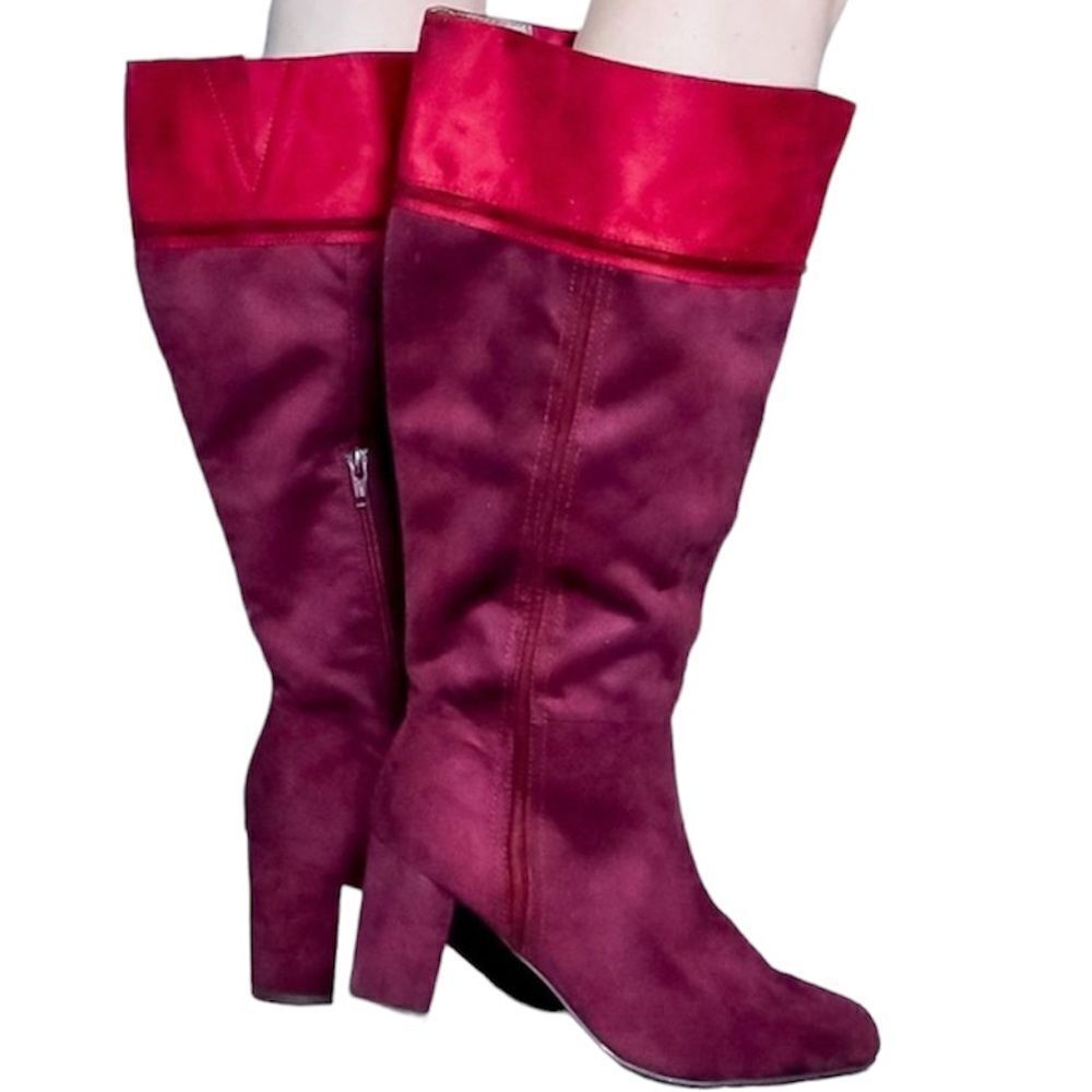 CLOUDWALKERS by AVENUE Sofie Purple Tall Heeled Boots Wide Calf sz 12 W BIN 18